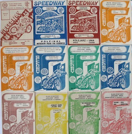 Set of 12 programmes KS Kolejarz Opole speedway club league matches and other events (1986) + autographs