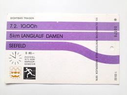Ticket XII Winter Olympic Games Innsbruck 1976. Cross-country skiing - womens 5 km (7.2.1976, 10:00)