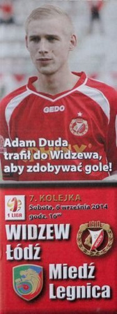 Widzew Lodz - Miedz Legnica I league (06.09.2014) official match programme