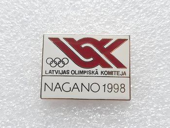 1998 Nagano Winter Olympic Games Latvia Olympic Committee badge (official product, signature)