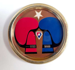 GTS Wisla Cracow boxing team small metal souvenir plate (the 70's)