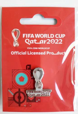 FIFA World Cup Qatar 2022 logo with the name, silver color badge (Official Licensed Product)