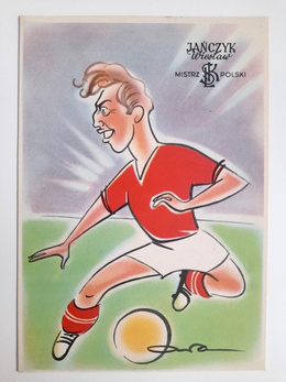 Postcard Wiesław Jańczyk (LKS Lodz) - The Poland Champion 1958