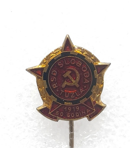 FK Sloboda Tuzla 60th Anniversary badge (Bosnia, epoxy, signed)