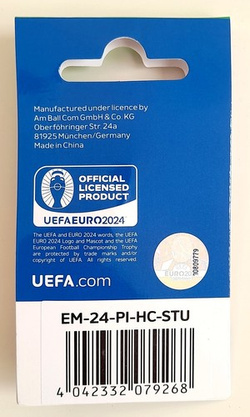 Pin of the host city Stuttgart with 2D trophy miniature UEFA Euro 2024 Germany - badge (Official Licensed Product)