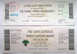 PGE Turow Zgorzelec basketball European Cups' matches tickets 2007-2015 (set of 6)
