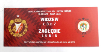 Widzew Lodz - Zaglebie Lubin (19.7.2025), PKO BP Ekstraklasa match collector's ticket (official product)