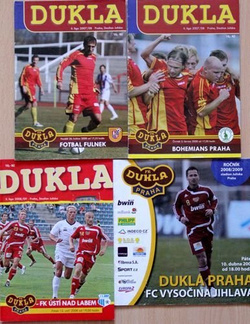 Dukla Prague II League 2008-2009 official programmes (4 items)