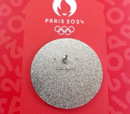 Summer Olympic Games Paris 2024 Phrygian mascot - Welcome to the XXXIII Olympiad badge (official licensed product, signature)