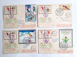 Olympic Year 1972 - Olympic Balloon Flight set of 4 FDC envelopes (Poland)