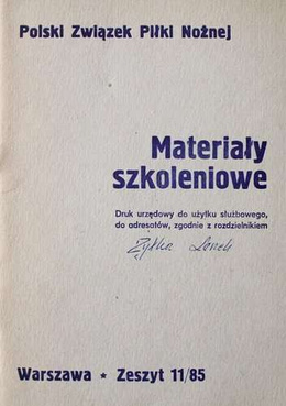 Training Texts of Polish Football Association Issue 11/85 (for internal use)