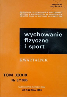 "Physical education and sport" quarterly magazine Volume XXXIX nr 3/1995