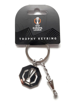 UEFA Europa League metal round logo keyring with trophy miniature (official licensed product)