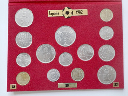  Set of 14 pesetas and centimos coins FIFA World Cup Spain 1982 (in case)