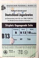 West Germany - Yugoslavia friendly match (23.6.1966) original ticket