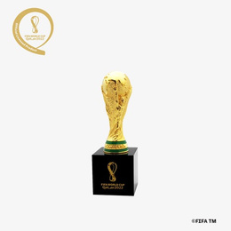 3D Official Trophy FIFA World Cup Qatar 2022 gold-plated replicawith Pedestal (Official Licensed Product) 10 cm