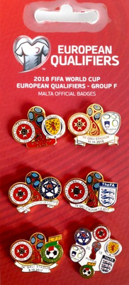 FIFA World Cup Russia 2018 European qualification group F set of 6 badges (official product)