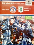 AS Trencin - Olimpija Ljubljana, UEFA Champions League qualification official match programme (20.7.2016)
