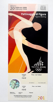 The XXth Winter Olympic Games Torino, figure skating media ticket (20.2.2006)