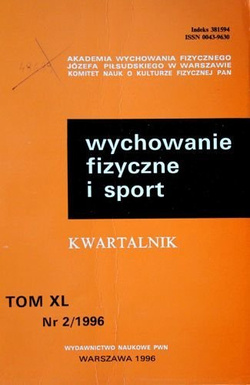 "Physical education and sport" quarterly magazine Volume XL nr 2/1996