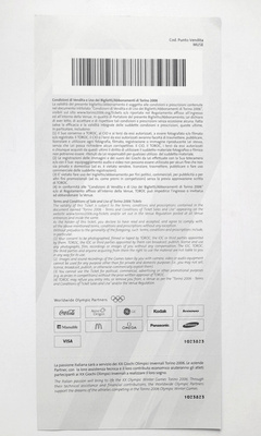 The XXth Winter Olympic Games Torino, Closing Ceremony media ticket (26.2.2006)