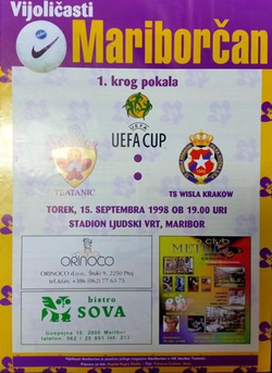 NK Maribor - Wisla Cracow UEFA Cup match (15.09.1998) programme