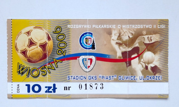 GKS Piast Gliwice II league Spring Round 2006 match ticket