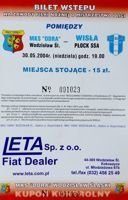 MKS Odra Wodzislaw Slaski - Wisla Plock I League ticket (30.05.2004)