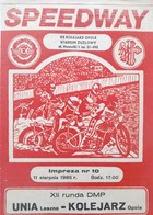 Kolejarz Opole - Unia Leszno (11.8.1985) Polish speedway league match programme