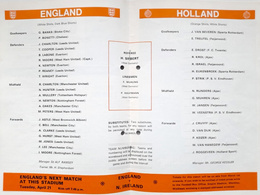 England - Netherlands friendly match official programme (14.1.1970)