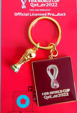 FIFA World Cup Qatar 2022 3D trophy keyring with official emblem (Official Licensed Product)