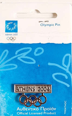 Summer Olympic Games Athens 2004 host city and olympic rings badge (official licensed product)