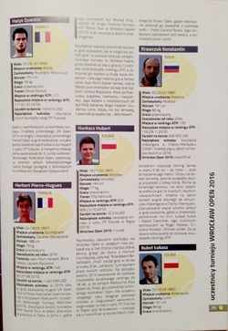 Wroclaw Open ATP Challenge men's tennis tournament official programme (15-21.02.2016)