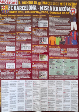  Poster-Guide for the FC Barcelona - Wisła Kraków match, Champions League qualifying round (13/08/2008)