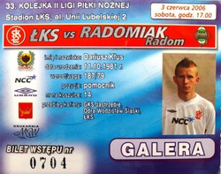 LKS Lodz - Radomiak Radom II league (03.06.2006) ticket