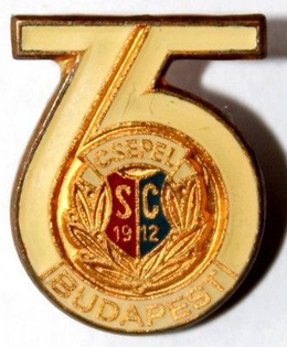 75 years Csepel SC Budapest badge (epoxy; with signature)