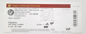 Hungary - Greece, UEFA Nations League match official ticket (11.9.2018)