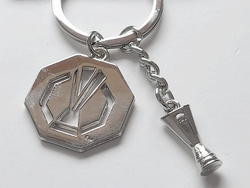 UEFA Europa League metal round logo keyring with trophy miniature (official licensed product)