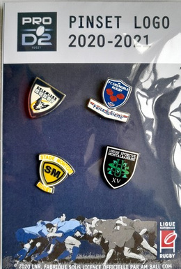 Set of 16 Ligue Nationale Rugby Pro D2 2020-2021 badges (official product)