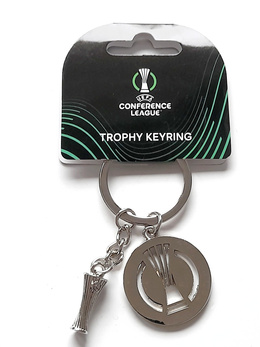 UEFA Conference League metal round logo keyring with trophy miniature (official licensed product)