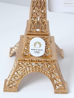 Miniature Eiffel Tower 3D Olympic and Paralympic Games Paris 2024, golden plated 15 cm (Official Licensed Product)