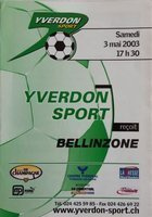 Yverdon-Sport - Grashopper Zurych Cup of Switzerland official programm (17.02.2002)