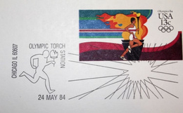 Postcards of Olympic Torch Relay of Olympic Games Los Angeles 1984 with FDC stamps (7 items)