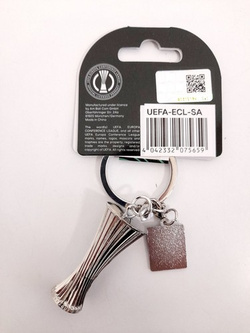 The UEFA Europa Conference League cup trophy keyring with a pendant Final Tirana 2022 (official product)