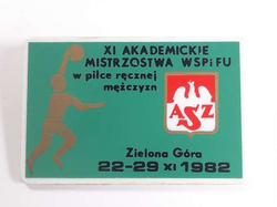 The XIth Academic Poland Championships of Pedagogical Colleges and Branches of Universities in men's handball, Zielona Gora 1982 (plastic)