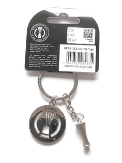 UEFA Conference League metal round logo keyring with trophy miniature (official licensed product)
