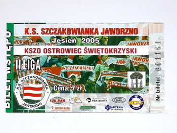 Szczakowianka Jaworzno - KSZO Ostrowiec Świętokrzyski,, II league match ticket (10.9.2005)