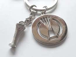 UEFA Conference League metal round logo keyring with trophy miniature (official licensed product)