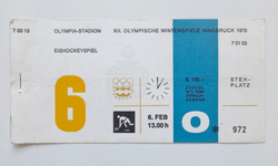 Ticket XII Winter Olympic Games Innsbruck 1976. Ice hockey match West Germany - Poland (6.2.1976, 13:00)
