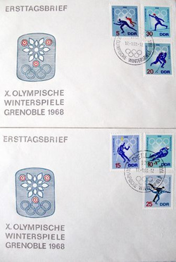 FDC Envelopes X Winter Olympic Games Grenoble 1968 (East Germany)